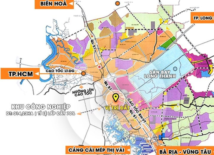 Vị trí cổng chính sân bay Long Thành