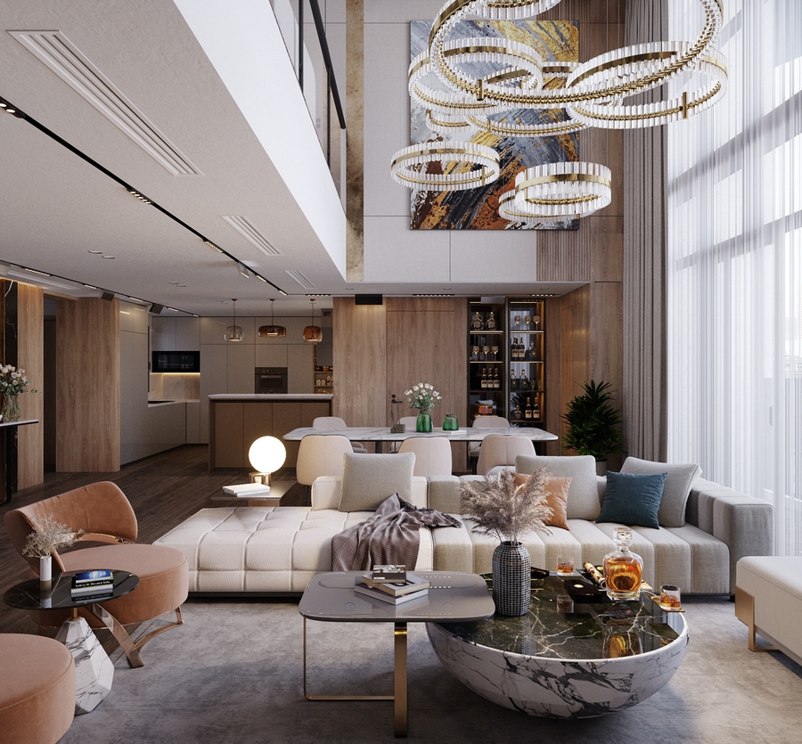 Căn hộ Penvilla thiết kế thông tầng giống căn hộ duplex - Penvilla có diện tích lớn hơn và đặt ở tầng 27 - Tại căn hộ Phú Đông Sky Garden căn hộ Penvilla được thiết kế 130m2, trong đó tầng 1 70m2 tầng 2 60m2, 3 - 4 phòng ngủ