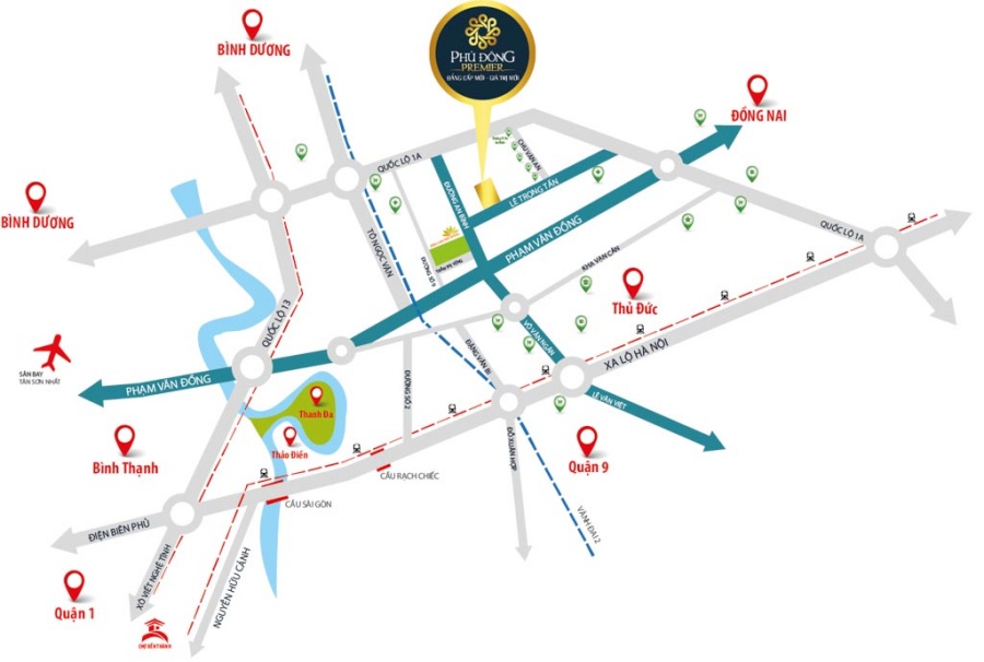 Vị trí dự án căn hộ Phú Đông Premier
